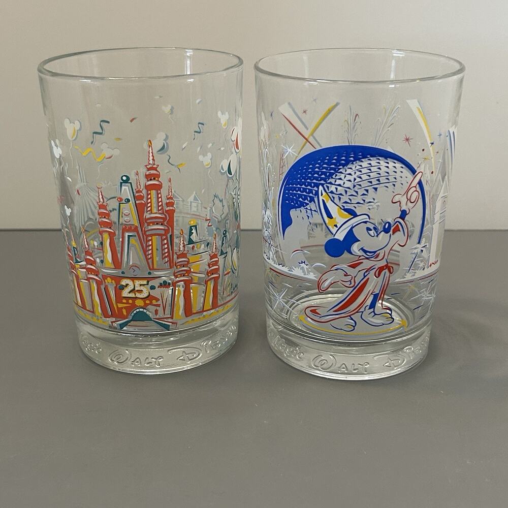 Vintage Walt Disney World 25th Anniversary Remember The Magic Set of 2 Glasses